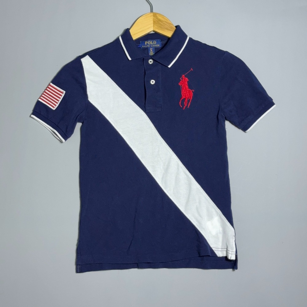 Polo Ralph Lauren Big Pony Polo Shirt Kids‎ Size Small USA Flag Chief Keef Style